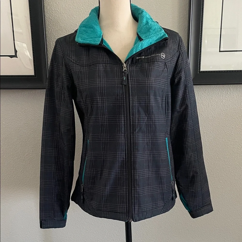 ♥️Free Country♥️ Black and Teal Checkered Jacket Size (Small)